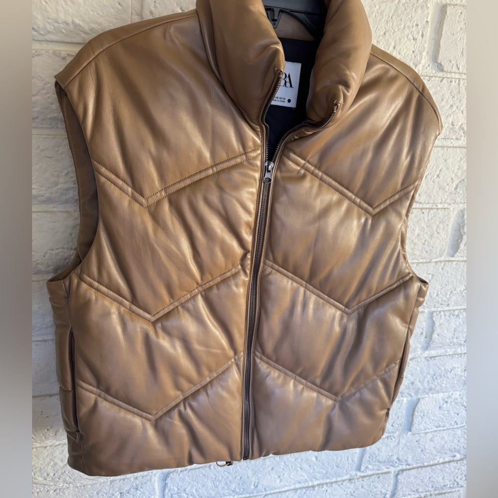 Zara Tan Quilted faux Leather Vest
Never Worn